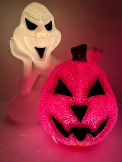 1990’s 14” Season’s by Zauder’s Ghost w/Pumpkin Blow Mold-Vintage Halloween