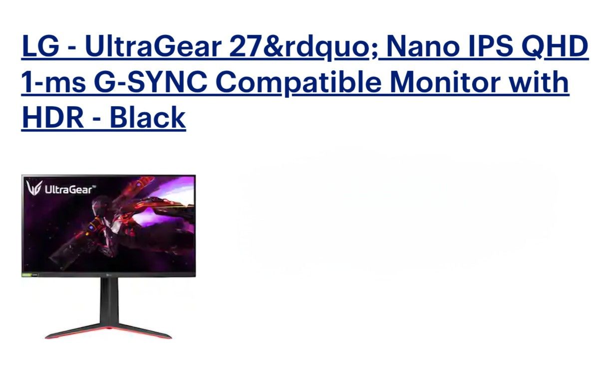 LG UltraGear Nano IPS 165hrz Monitor