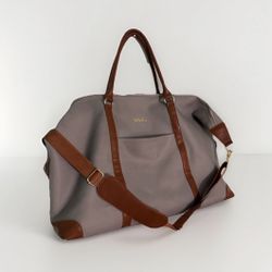 nnee Solid Gray & Brown Duffle Bag, Unisex Adult, Adjustable Shoulder Strap