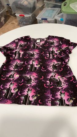 Disney Maleficent Print Scrub Top