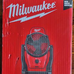 Milwaukee 0820-20 M12 12V Cordless Mounting Fan Brand New In Box, 14 MPH - 400 CFM With Brand New Charger And Used Battery 