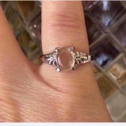 Silver Plated Cats Eye Gemstone Ring 5