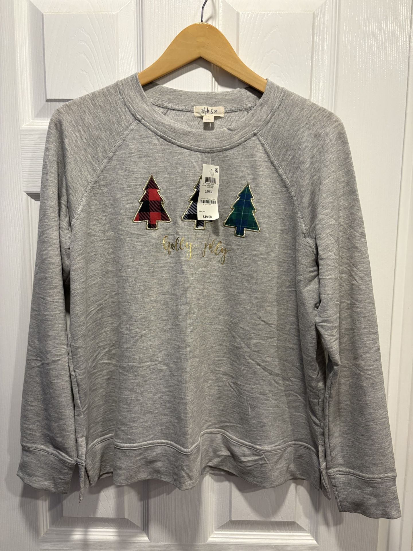Brand New Macys “ Holly Jolly” Christmas Super soft sweater - Christmas trees - Gift - women’s Large