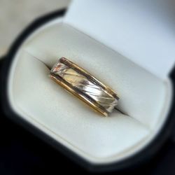 Jewelry 10k two tone yellow white gold band ring size 11.50