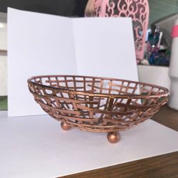 copper-finished woven metal decorative bowl