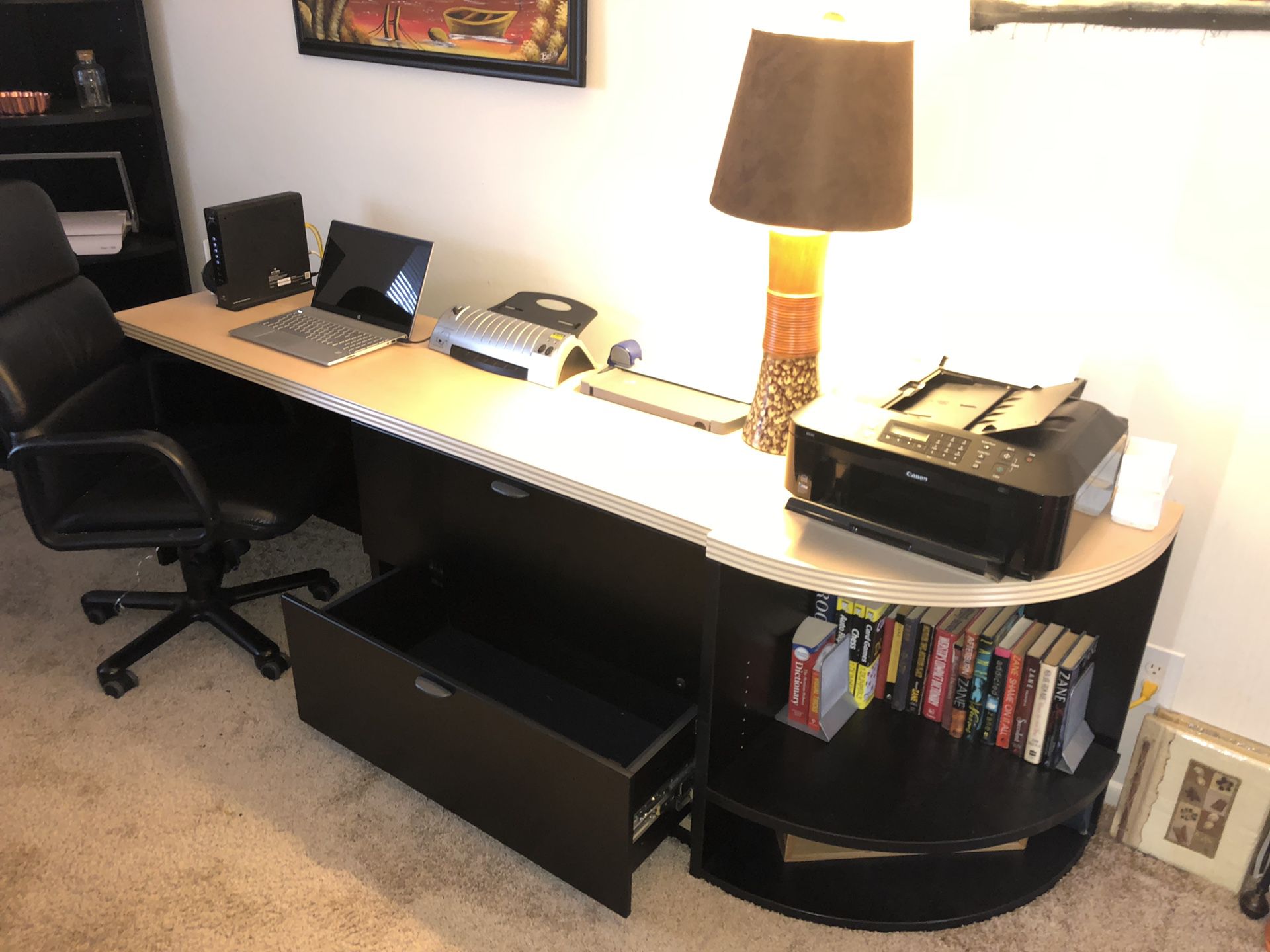 7 PC Office W/Two Leather Chairs