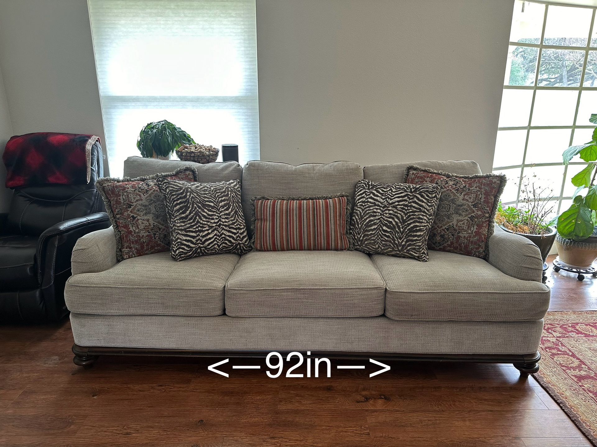 beige couch (pillows included)