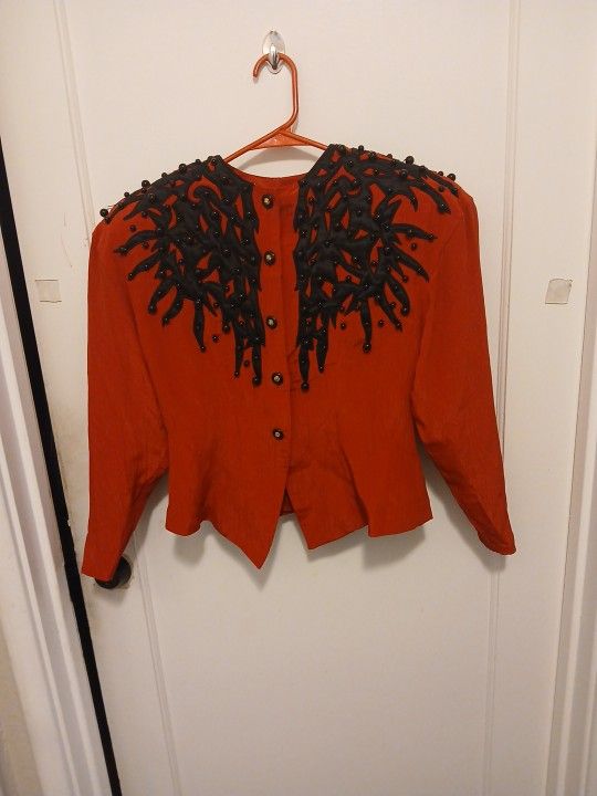 Advantage Red Shirt With Black Sequins