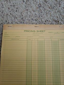 Pricing forms.