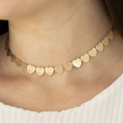 Heart Choker Gold Necklace 
