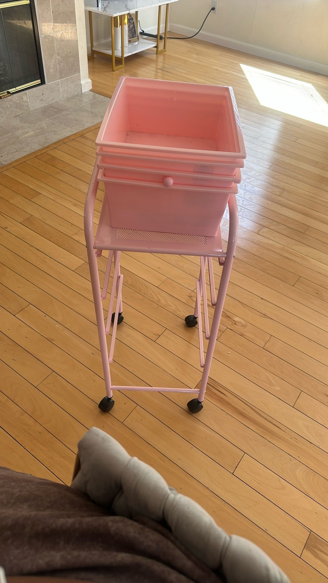 5$ Pink Rolling 4 Drawer