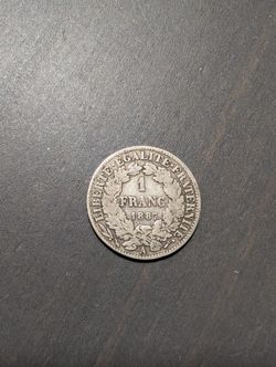 1887 French Silver Franc Coin 