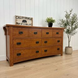 Rustic 6-Drawer Mission Style Dresser, Walnut Finish