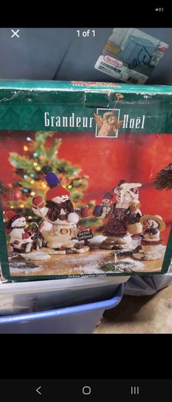 Grandeur Noel 4 Piece Holiday Christmas Fishing Snowman Family Hand Painted