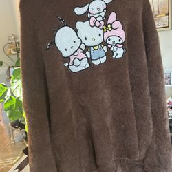 New 1X Womens Brown Hello Kitty & Friends Brown Cardigan with Bows 