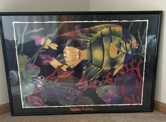 Vintage Barbara Wallace Fish Sea Life Professionally Framed Art Print Poster 2X3