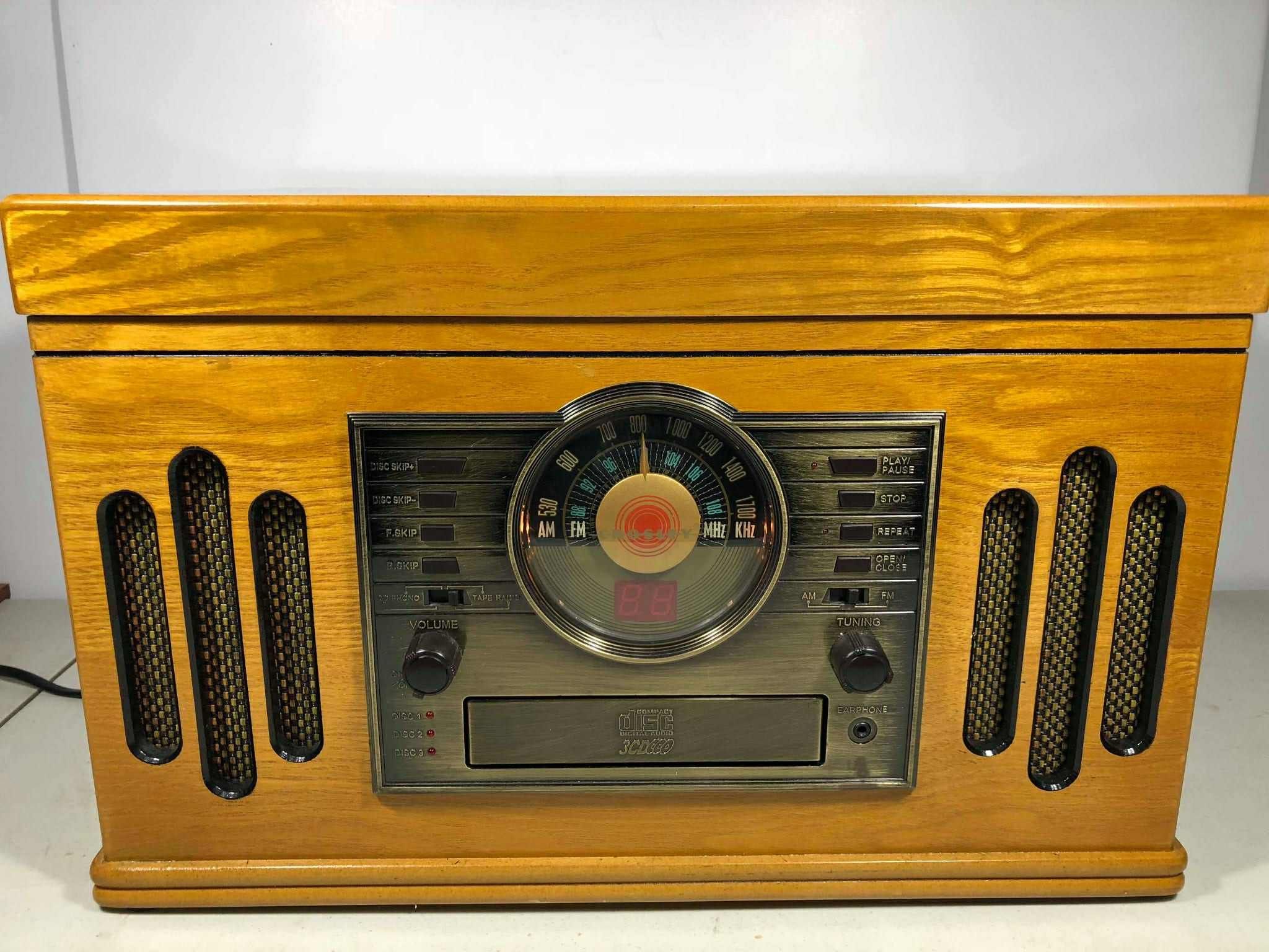 Crosley CR73-3-PA Musician 3-Speed Turntable CD Player Record cassette radio