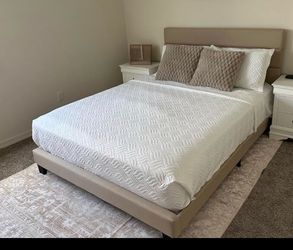 Queen bed frame , color cream/ivory