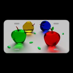 License Plate Novelty Car Front Apple Glass Fruit Food Transparent
