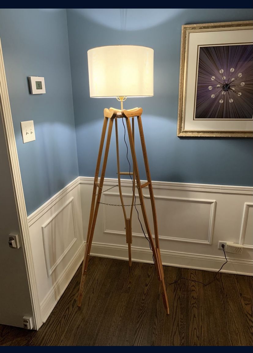 Tripod Lamp From Repurposed Vintage Crutches