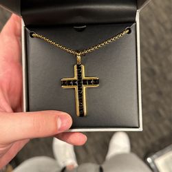 Beautiful Cross And Chain With Black Stones