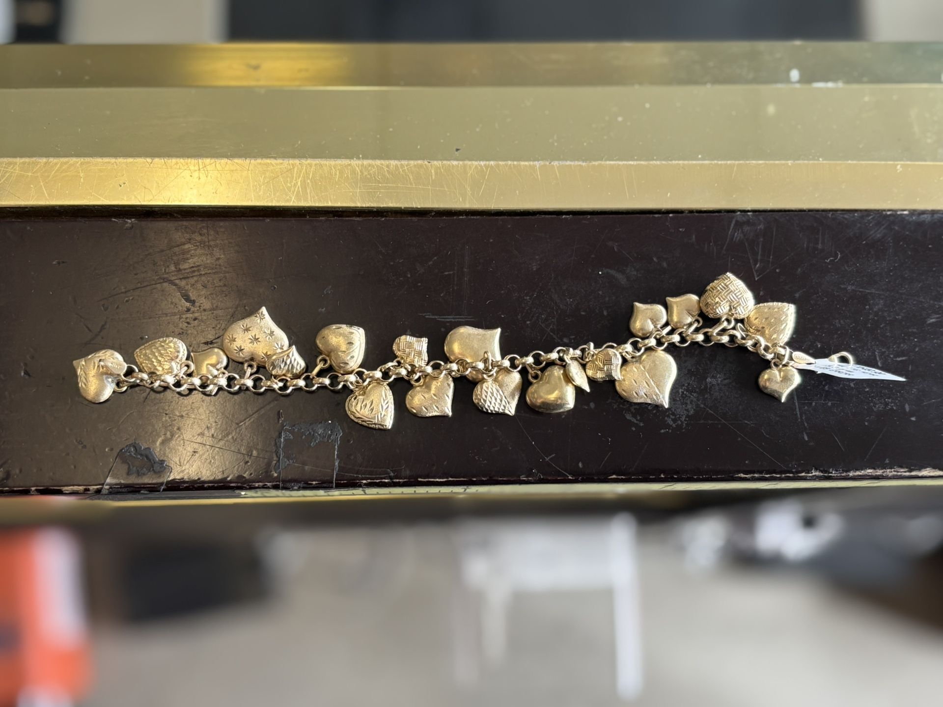 14kt Gold Heart Charm Bracelet 