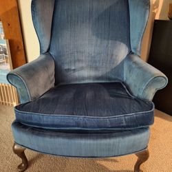 Blue Velvet Wingback Chairs (2)