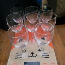 Set of 8 Lot Of 4 Mini 4” Tall Clear Wine Glasses (Novelty)