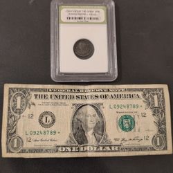 Roman Empire Coin And 1 U.S. Currency Dollar Star note