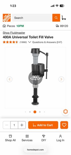 Fluidmaster 400A Universal Toilet Fill Valve
