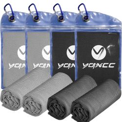 4 Pack Cooling Towels, Cool Towel, Soft Breathable Chilly Towel, Microfiber Ice Cold Towel for Yoga, Golf, Gym, Camping, Running, Fitness, Workout & M