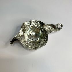  Antique Tea Strainer Ornate Floral BRASS And SILVER PLATED!