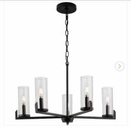 5-Light Matte Black Modern Traditional Chandelier for Dining Room