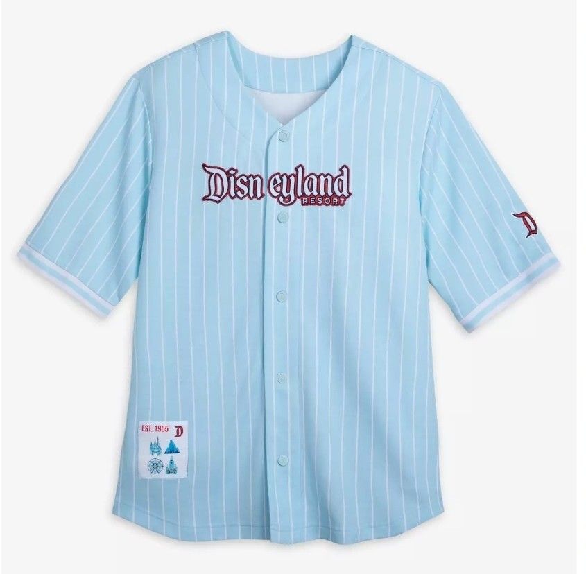 DisneyParks Disneyland Resort Baseball Jersey Pin Striped Size XL NWT
