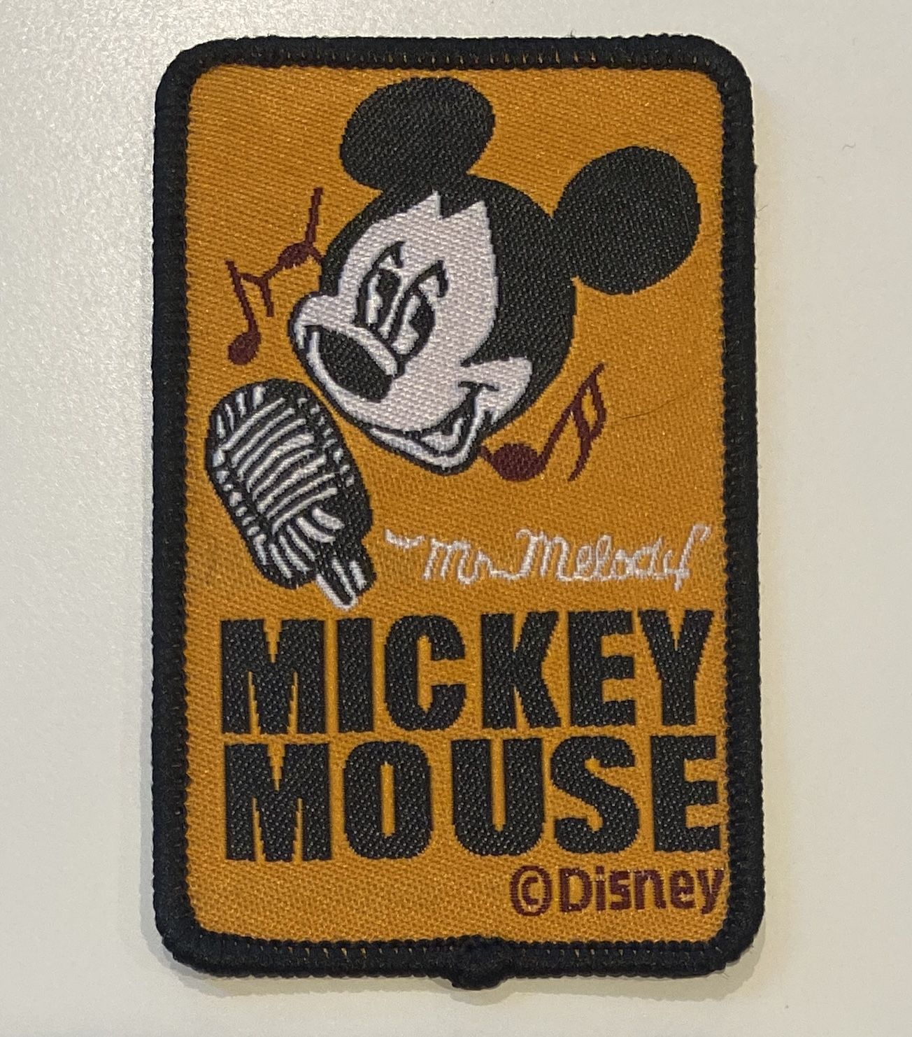 Retro Mickey Mouse Iron On Patch- Mickey Singing Into A Microphone