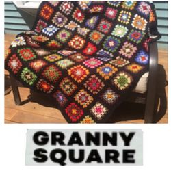 ✨ Handmade Vintage Granny Square Crochet Blanket ✨ (59” x 55”)