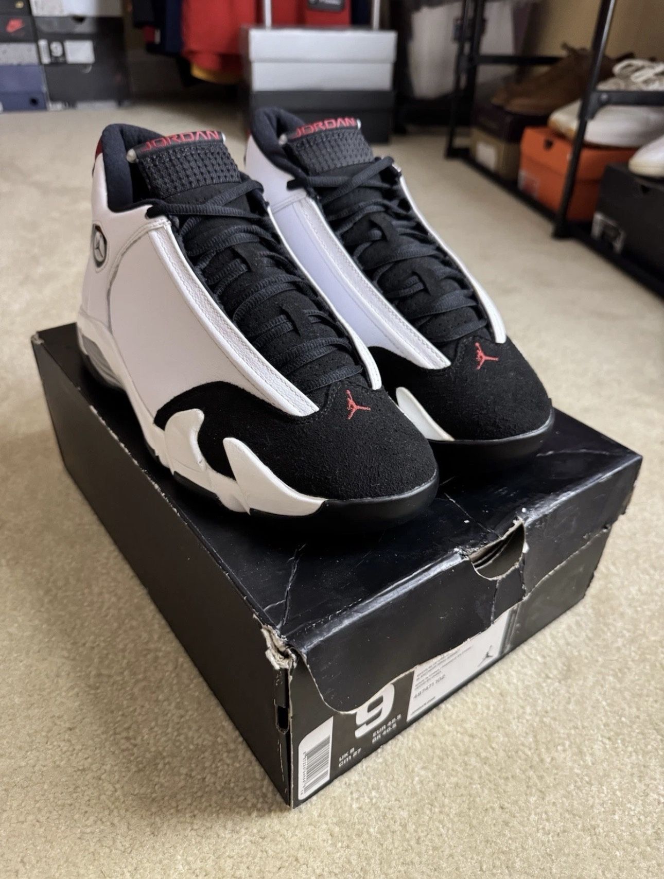 Size 9 - Air Jordan 14 Retro Black Toe 2014