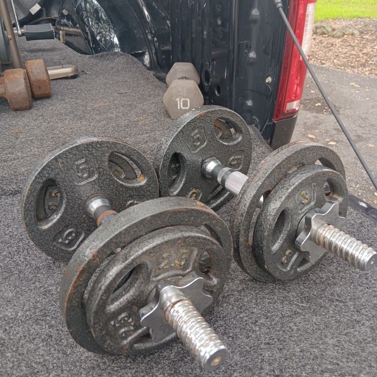 Pair Of Interchangeable Metal Dumbbells ( 30 Lbs. Total)