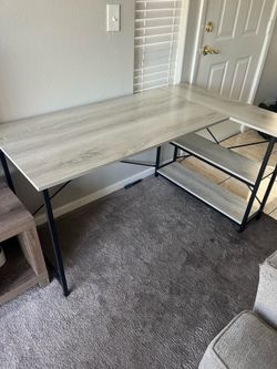 grey and black desk