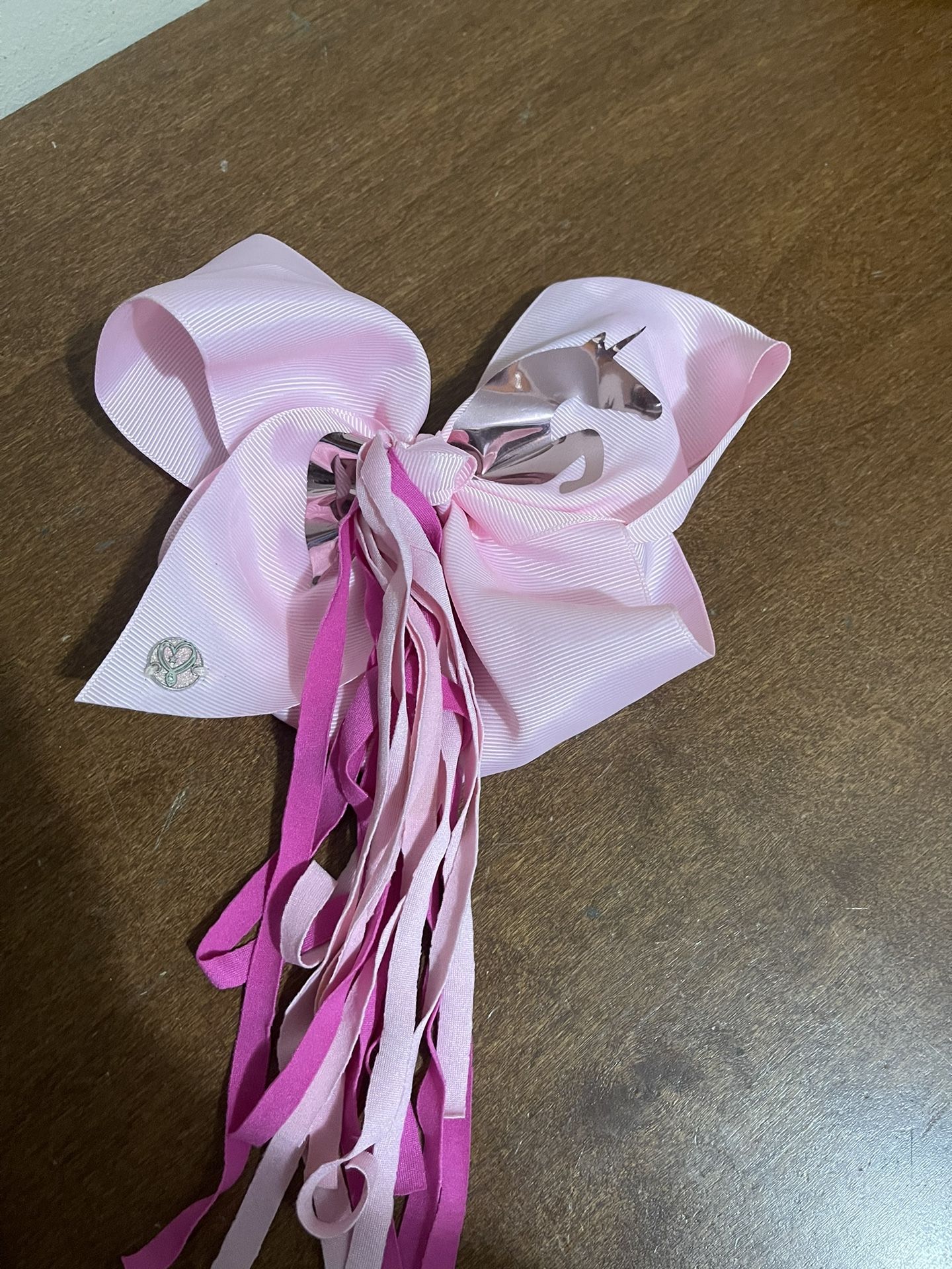 JoJo unicorn hair bow with long ribbon In pink