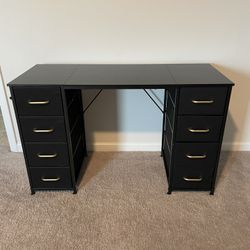 Black 8- Drawer Dresser/Desk Combo 