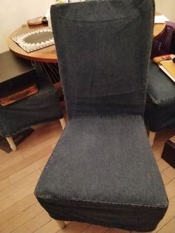 Denim chair covers with back zipper from Pottery Barn