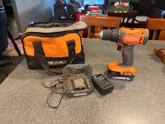 RIDGID Cordless Drill with Battery, Charger, and Bag