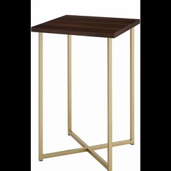 Living Room Storage Small End Table, 16 Inch, Marble and Gold