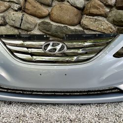 ✅ 2011 2012 2013 HYUNDAI SONATA FRONT BUMPER COVER SILVER LIGHT BLUE + GRILLE + LOWER GRILLE