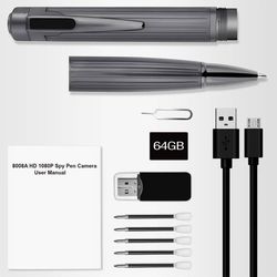 new Hidden Video Camera 64GB,1080P Spy Camera USB Portable Covert Nanny Video Pen Surveillance Camerawith Motion Detection Security Cameras for Home, 