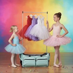 Dance Bag with Garment Rack, 23 Inch Rolling Dance Duffel, with Wheels, Height Adjustable Clothes Rack, USB Port, Privacy Protection Curtain, Ideal fo