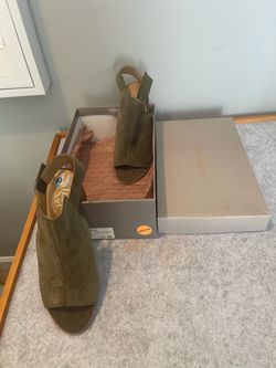 Franco Sarto Olive Suede Open-Toe Heeled Sandals