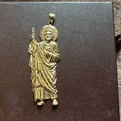 14k Gold Large San Judas Pendant 