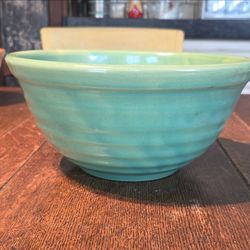Vintage Bauer #12 Green Glazed Ceramic Bowl